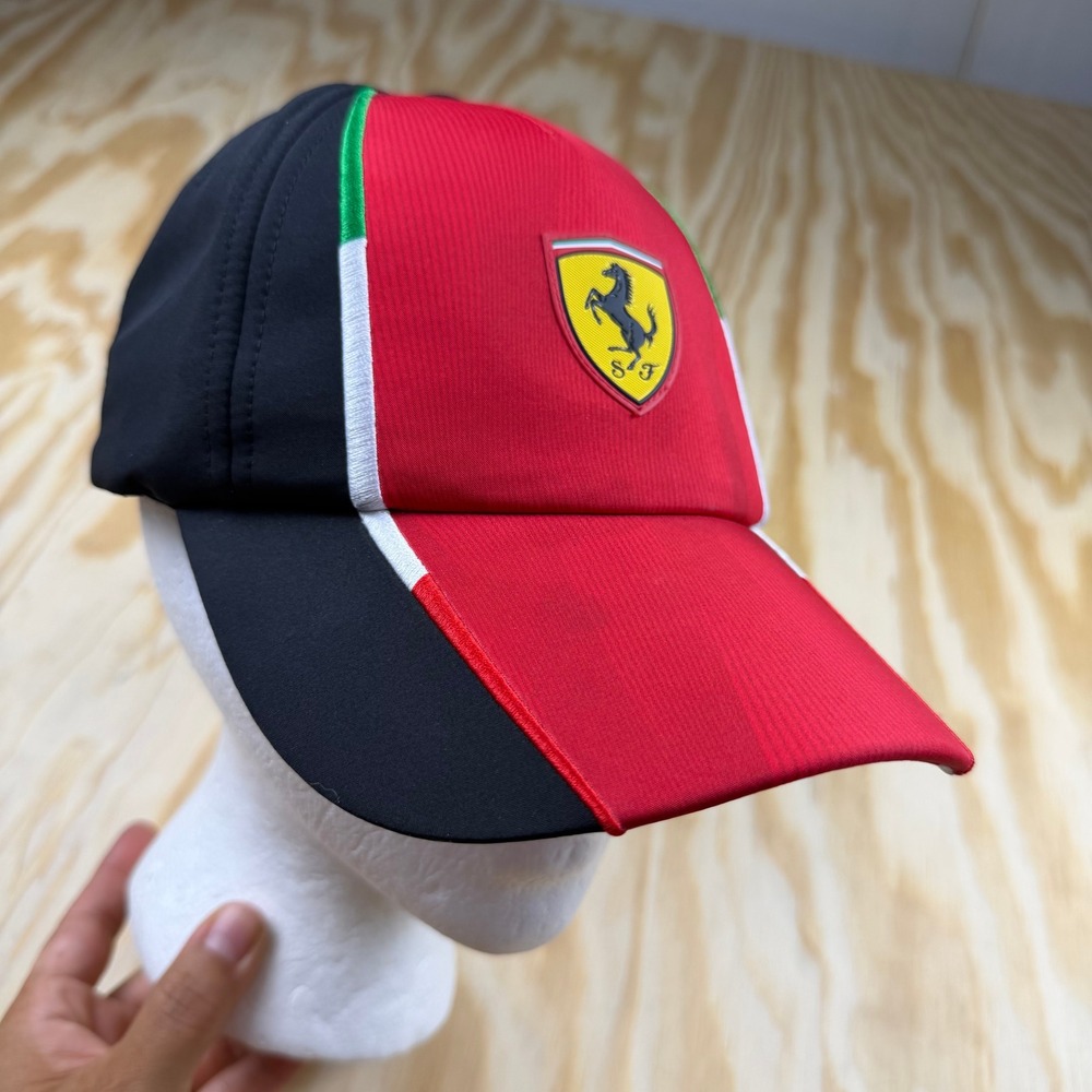 Puma Ferrari Scuderia F1 Team Hat Red Black Italian Flag Adjustable Snapback Cap